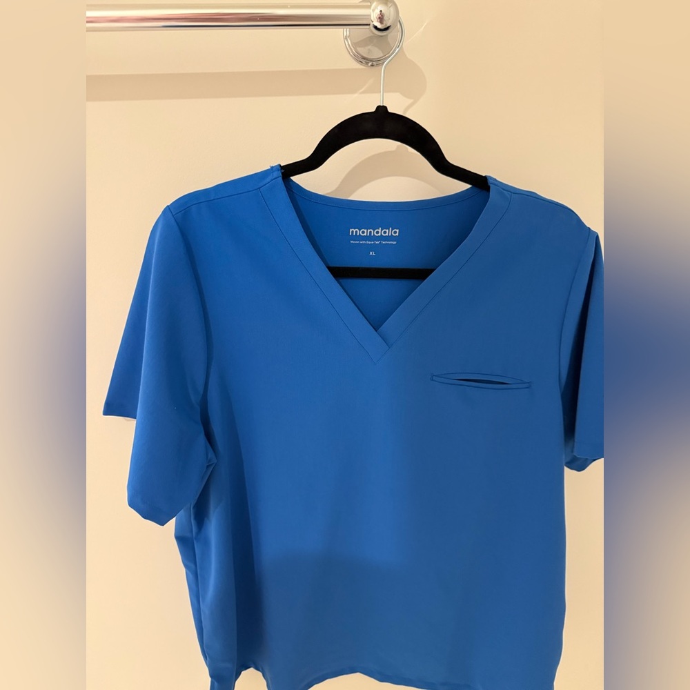 Mandala Royal Blue One pocket Scrub top